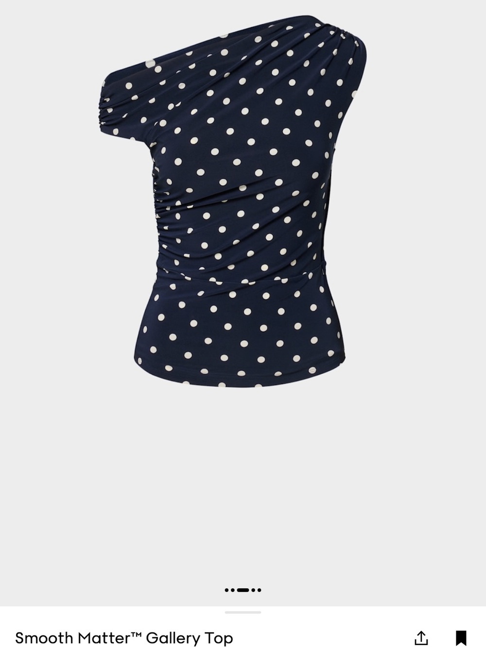 Aritzia Smooth Matter™ Gallery One-Shoulder Top - Navy & White Polka Dot
